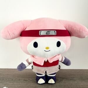 Hello Kitty Naruto x Sanrio My Melody Sakura 13" Plush KID ROBOT Collectible EUC